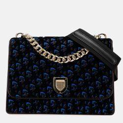 Dior Blue Oblique Velvet Diorama Satchel