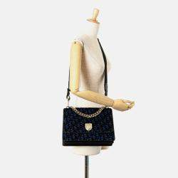 Dior Blue Oblique Velvet Diorama Satchel