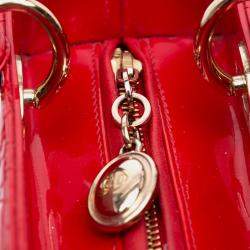 Dior Red Medium Patent Cannage Lady Dior