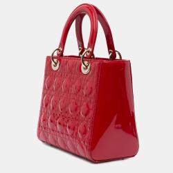 Dior Red Medium Patent Cannage Lady Dior