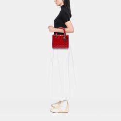 Dior Red Medium Patent Cannage Lady Dior
