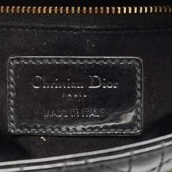 Dior Black Cannage Patent Leather Mini Lady Dior Tote