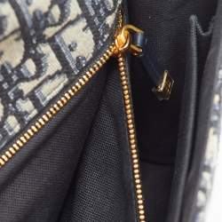 Pre Owned Dior Navy Blue Oblique Canvas and Leather 30 Montaigne Shoulder Bag