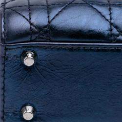 Dior Blue Mini Metallic Calfskin Cannage Lady Dior