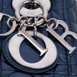 Dior Blue Mini Metallic Calfskin Cannage Lady Dior