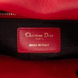 Pre Owned Dior Red Small Lambskin Cannage My ABCDior Lady Dior