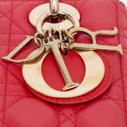 Pre Owned Dior Red Small Lambskin Cannage My ABCDior Lady Dior