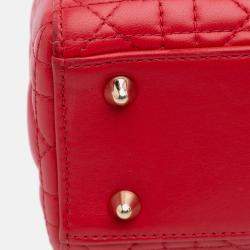 Pre Owned Dior Red Small Lambskin Cannage My ABCDior Lady Dior