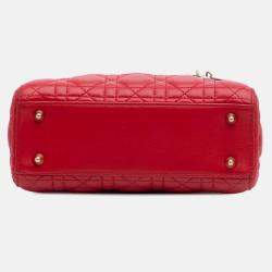 Pre Owned Dior Red Small Lambskin Cannage My ABCDior Lady Dior