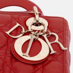 Dior Red Small Lambskin Cannage My ABCDior Lady Dior