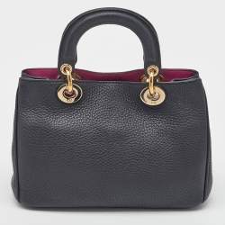 Pre Owned Dior Black Leather Mini Diorissimo Tote