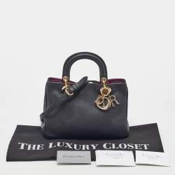 Pre Owned Dior Black Leather Mini Diorissimo Tote