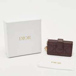 Pre Owned Dior Burgundy Cannage Leather Lady Dior 5 Gusset Card Case