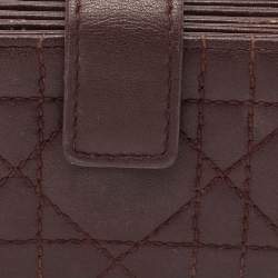 Pre Owned Dior Burgundy Cannage Leather Lady Dior 5 Gusset Card Case