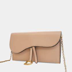 Dior Pink Goatskin Saddle Wallet on Chain