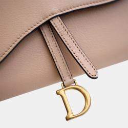 Dior Pink Goatskin Saddle Wallet on Chain