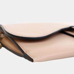 Dior Pink Goatskin Saddle Wallet on Chain