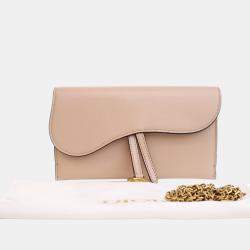 Dior Pink Goatskin Saddle Wallet on Chain