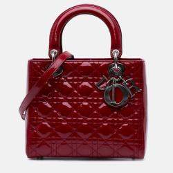 Dior Red Medium Patent Cannage Lady Dior