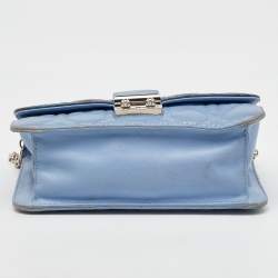 Pre Owned Dior Blue Iridescent Cannage Patent and Leather Miss Dior Promenade Bag