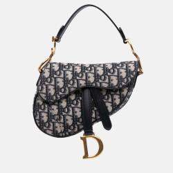 Dior Blue Mini Oblique Canvas Saddle Bag