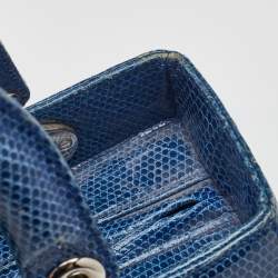 Pre Owned Dior Blue Lizard Leather Medium Lady Dior Tote