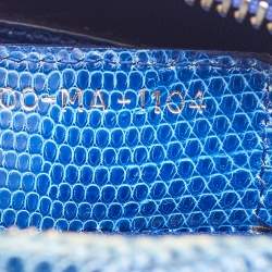 Pre Owned Dior Blue Lizard Leather Medium Lady Dior Tote