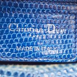 Pre Owned Dior Blue Lizard Leather Medium Lady Dior Tote
