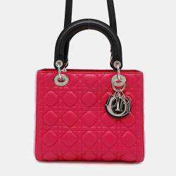 Dior Lady Dior Canage 2Way Handbag Pink/Black Leather
