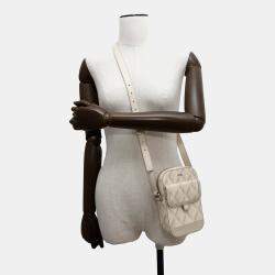 Pre Owned Dior Diamond White PVC Leather Vertical Pouch