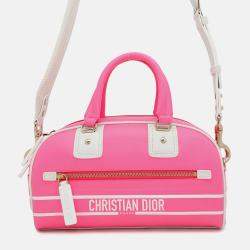 Dior Vibe Pink/White Leather Small 2Way Bowling Bag
