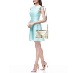 Pre Owned Dior Gold Leather Medium Diorama Shoulder Bag