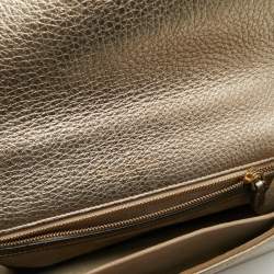 Pre Owned Dior Gold Leather Medium Diorama Shoulder Bag