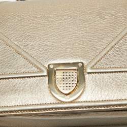 Pre Owned Dior Gold Leather Medium Diorama Shoulder Bag