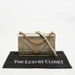 Pre Owned Dior Gold Leather Medium Diorama Shoulder Bag