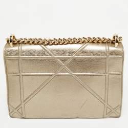 Pre Owned Dior Gold Leather Medium Diorama Shoulder Bag