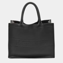 Dior Black Embossed Leather Medium Book Tote