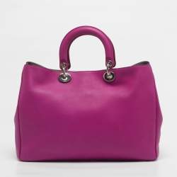 Pre Owned Dior Magenta Leather Large Diorissimo Shopper Tote