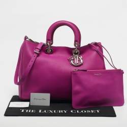Pre Owned Dior Magenta Leather Large Diorissimo Shopper Tote
