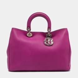 Dior Magenta Leather Large Diorissimo Shopper Tote