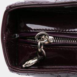 Pre Owned Dior Lady Dior Large Purple Patent Cannage Leather Bag