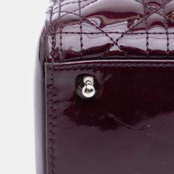 Pre Owned Dior Lady Dior Large Purple Patent Cannage Leather Bag
