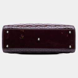 Pre Owned Dior Lady Dior Large Purple Patent Cannage Leather Bag
