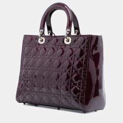 Pre Owned Dior Lady Dior Large Purple Patent Cannage Leather Bag
