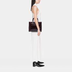 Pre Owned Dior Lady Dior Large Purple Patent Cannage Leather Bag
