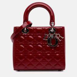 Dior Red Medium Patent Cannage Lady Dior