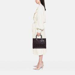 Pre Owned Dior Purple Large Patent Cannage Lady Dior