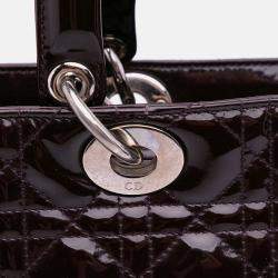Pre Owned Dior Purple Large Patent Cannage Lady Dior