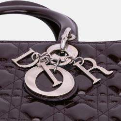 Pre Owned Dior Purple Large Patent Cannage Lady Dior