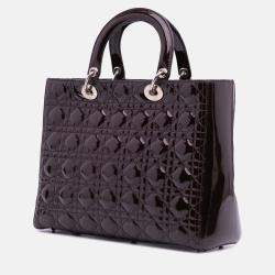 Pre Owned Dior Purple Large Patent Cannage Lady Dior